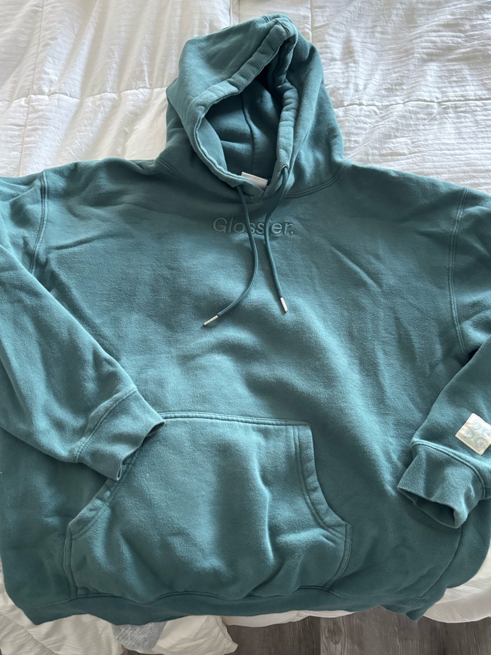 Glossier Teal Green Pullover Hoodie